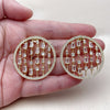 Arete Dormilona 02.457.0009 Oro Laminado, con Zirconia Cubica Blanca y Micro Pave Blanca, Pulido, Tono Dorado