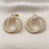 Arete Dormilona 02.457.0012 Oro Laminado, Diseño de Baguette, con Zirconia Cubica Blanca y Micro Pave Blanca, Pulido, Tono Dorado
