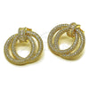 Arete Dormilona 02.457.0012 Oro Laminado, Diseño de Baguette, con Zirconia Cubica Blanca y Micro Pave Blanca, Pulido, Tono Dorado