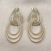 Arete Largo 02.457.0022 Oro Laminado, Diseño de Baguette, con Zirconia Cubica Blanca, Pulido, Tono Dorado