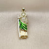 Dije Religioso 05.458.0001 Oro Laminado, Diseño de San Judas, con Zirconia Cubica Blanca, Pulido, Tres Tonos