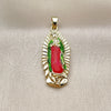 Dije Religioso 05.458.0002 Oro Laminado, Diseño de Guadalupe, Pulido, Tres Tonos