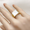 Anillo Multi Piedra 01.381.0002 Oro Laminado, con Madre Perla Marfil, Pulido, Tono Dorado (Talla Unica)