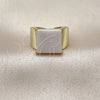 Anillo Multi Piedra 01.381.0002 Oro Laminado, con Madre Perla Marfil, Pulido, Tono Dorado (Talla Unica)