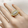 Anillo Multi Piedra 01.381.0003 Oro Laminado, con Zirconia Cubica Blanca, Pulido, Tono Dorado (Talla Unica)