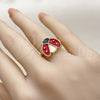 Anillo Elegante 01.381.0007 Oro Laminado, Diseño de Mariquita, Esmaltado Rojo, Tono Dorado (Talla Unica)
