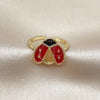 Anillo Elegante 01.381.0007 Oro Laminado, Diseño de Mariquita, Esmaltado Rojo, Tono Dorado (Talla Unica)