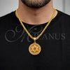 Dije Religioso 05.342.0237 Oro Laminado, Diseño de Estrella de Davi, con Zirconia Cubica Blanca, Pulido, Tono Dorado