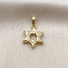 Dije Religioso 05.459.0007 Oro Laminado, Diseño de Estrella de Davi, Pulido, Tono Dorado