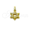 Dije Religioso 05.459.0007 Oro Laminado, Diseño de Estrella de Davi, Pulido, Tono Dorado