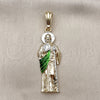 Dije Religioso 05.196.0018 Oro Laminado, Diseño de San Judas, Pulido, Tres Tonos