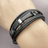 Pulsera Elegante 03.462.0004.09 Acero Inoxidable, Cuero Negro, Tono Plateado (Grosor 25 MM, 9 Pulgadas de Largo)