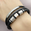 Pulsera Elegante 03.462.0009.09 Acero Inoxidable, Diseño de Cruz, Cuero Negro, Tono Plateado (Grosor 22 MM, 9 Pulgadas de Largo)