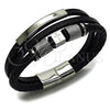 Pulsera Elegante 03.462.0009.09 Acero Inoxidable, Diseño de Cruz, Cuero Negro, Tono Plateado (Grosor 22 MM, 9 Pulgadas de Largo)