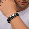 Pulsera Elegante 03.462.0012.09 Acero Inoxidable, Diseño de Cruz, Cuero Negro, Tono Plateado (Grosor 20 MM, 9 Pulgadas de Largo)