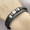 Pulsera Elegante 03.462.0012.09 Acero Inoxidable, Diseño de Cruz, Cuero Negro, Tono Plateado (Grosor 20 MM, 9 Pulgadas de Largo)