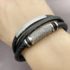 Pulsera Elegante 03.462.0017.09 Acero Inoxidable, Diseño de Con Nombre y Miami Cubana, Cuero Negro, Tono Plateado (Grosor 22 MM, 90 Pulgadas de Largo)