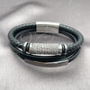 Pulsera Elegante 03.462.0017.09 Acero Inoxidable, Diseño de Con Nombre y Miami Cubana, Cuero Negro, Tono Plateado (Grosor 22 MM, 90 Pulgadas de Largo)