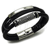 Pulsera Elegante 03.462.0017.09 Acero Inoxidable, Diseño de Con Nombre y Miami Cubana, Cuero Negro, Tono Plateado (Grosor 22 MM, 90 Pulgadas de Largo)