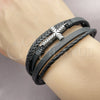 Pulsera Elegante 03.462.0020.09 Acero Inoxidable, Diseño de Cruz, Cuero Negro, Tono Plateado (Grosor 23 MM, 9 Pulgadas de Largo)