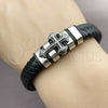 Pulsera Elegante 03.462.0023.09 Acero Inoxidable, Diseño de Cruz, Cuero Negro, Tono Plateado (Grosor 18 MM, 9 Pulgadas de Largo)