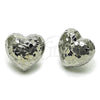 Arete Dormilona 02.163.0429.1 Rodio Laminado, Diseño de Corazón, Diamantado, Rodinado