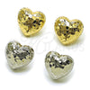 Arete Dormilona 02.163.0429.1 Rodio Laminado, Diseño de Corazón, Diamantado, Rodinado