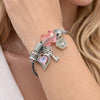 Aro Individual 07.464.0014 Acero Inoxidable, Diseño de Corazón y Llave, con Cristal Light Rose y Crystal, Pulido, Tono Plateado (Grosor 03 MM, Talla Unica)