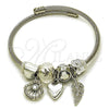 Aro Individual 07.464.0023 Acero Inoxidable, Diseño de Concha y Corazón, con Cristal Aurore Boreale y Crystal, Pulido, Tono Plateado (Grosor 03 MM, Talla Unica)
