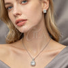 Juego de Arete y Dije de Adulto 10.349.0007 Rodio Laminado, Diseño de Cluster, con Zirconia Cubica Blanca y Micro Pave Blanca, Pulido, Rodinado