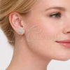 Arete Dormilona 02.349.0010 Rodio Laminado, Diseño de Flor, con Zirconia Cubica Blanca, Pulido, Rodinado