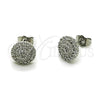 Arete Dormilona 02.349.0010 Rodio Laminado, Diseño de Flor, con Zirconia Cubica Blanca, Pulido, Rodinado
