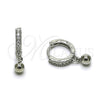 Argolla Huggie 02.349.0018.14 Rodio Laminado, Diseño de Bola, con Zirconia Cubica Blanca, Pulido, Rodinado