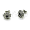 Arete Dormilona 02.349.0022.3 Rodio Laminado, Diseño de Cluster, con Zirconia Cubica Negro y Blanca, Pulido, Rodinado