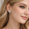 Arete Dormilona 02.349.0024 Rodio Laminado, Diseño de Cluster, con Zirconia Cubica Blanca y Micro Pave Blanca, Pulido, Rodinado