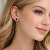 Arete Dormilona 02.349.0024.1 Rodio Laminado, Diseño de Cluster, con Zirconia Cubica Granate y Micro Pave Blanca, Pulido, Rodinado