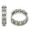 Argolla Huggie 02.237.0069.1.25 Rodio Laminado, Diseño de Baguette, con Zirconia Cubica Blanca, Pulido, Rodinado