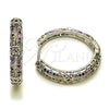 Argolla Huggie 02.237.0079.1.28 Rodio Laminado, con Micro Pave Multicolor, Pulido, Rodinado