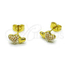 Arete Dormilona 02.379.0093 Oro Laminado, Diseño de Corazón, con Perla Marfil, Pulido, Tono Dorado