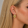 Arete Dormilona 02.413.0005 Oro Laminado, Diseño de Torcido, Pulido, Tono Dorado
