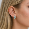 Argolla Huggie 02.210.0878.4.16 Rodio Laminado, Diseño de Cluster, con Zirconia Cubica Light Turquoise, Pulido, Rodinado