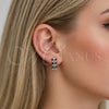 Argolla Huggie 02.210.0895.16 Rodio Laminado, Diseño de Mariposa, con Zirconia Cubica Negro y Blanca, Pulido, Rodinado