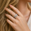 Anillo Multi Piedra 01.438.0014 Rodio Laminado, Diseño de Baguette, con Zirconia Cubica Blanca y Micro Pave Blanca, Pulido, Rodinado (Talla Unica)