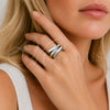 Anillo Multi Piedra 01.438.0017 Rodio Laminado, con Micro Pave Blanca, Pulido, Rodinado (Talla Unica)