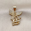 Dije Religioso 05.342.0239 Oro Laminado, Diseño de Dinero, con Micro Pave Blanca, Pulido, Tono Dorado