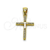 Dije Religioso 05.342.0243 Oro Laminado, Diseño de Cruz, con Zirconia Cubica Blanca, Pulido, Tono Dorado