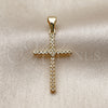 Dije Religioso 05.342.0245 Oro Laminado, Diseño de Cruz, con Zirconia Cubica Blanca, Pulido, Tono Dorado