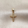 Dije Religioso 05.342.0246 Oro Laminado, Diseño de Cruz, con Micro Pave Blanca, Pulido, Tono Dorado