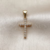 Dije Religioso 05.342.0248 Oro Laminado, Diseño de Cruz, con Zirconia Cubica Blanca, Pulido, Tono Dorado