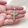 Dije Religioso 05.342.0251 Oro Laminado, Diseño de Cruz, con Zirconia Cubica Blanca, Pulido, Tono Dorado